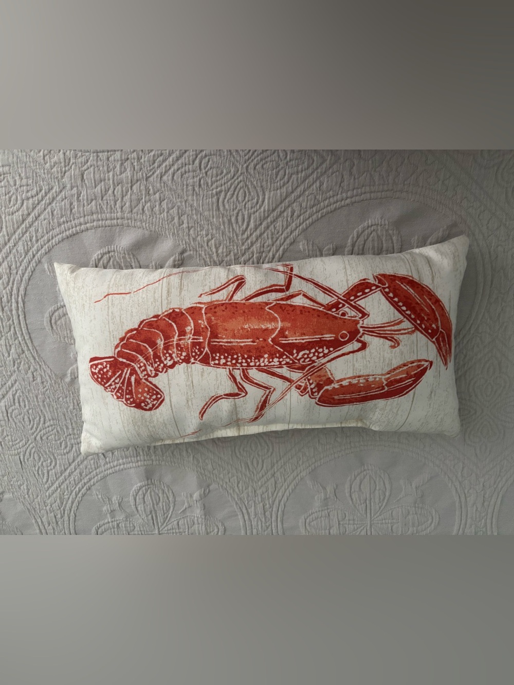 Coastal Lobster Outdoor/beach Pillow - Red on Cream